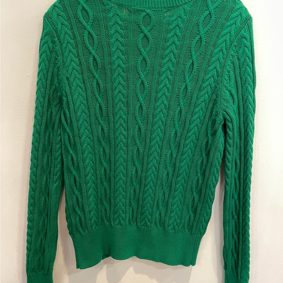 Chaus Cable Knit V-Neck Green Sweater - Picture 6 of 9